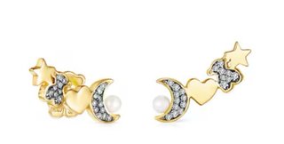 Pendientes Trepadores TOUS Oro, Plata y Diamantes