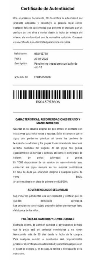 Pendientes Trepadores TOUS Oro, Plata y Diamantes