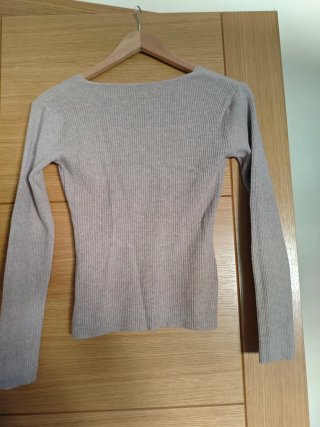 Jersey canalé cruzado beige