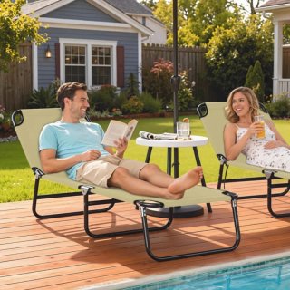 Tumbona plegable beige