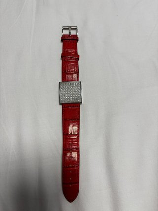 Pulsera piel roja con brillantes