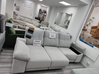 Sofá lineal 3 plazas deslizante beige/gris