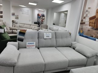 Sofá lineal 3 plazas deslizante beige/gris