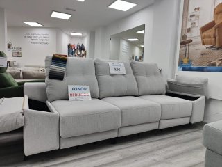 Sofá lineal 3 plazas deslizante beige/gris
