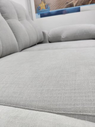 Sofá lineal 3 plazas deslizante beige/gris