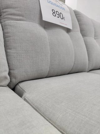 Sofá lineal 3 plazas deslizante beige/gris