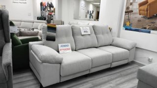 Sofá lineal 3 plazas deslizante beige/gris