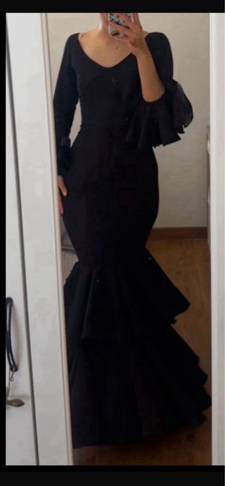 Traje Flamenca Talla S El Rocio Negro regalo manto