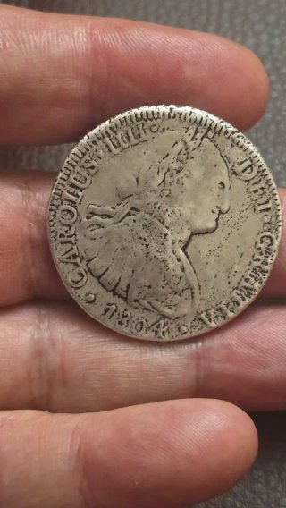 Moneda Carlos IIII 8 Reales Plata 1804 Mexico