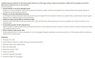 Proyector Huidun PT10 330 Lúmenes ANSI Blanco