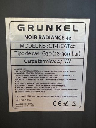 Estufa Gas Butano Grunkel 4200W - Como Nueva