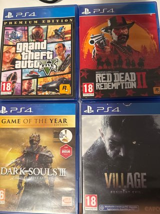 PS4: GTA V, RDR2, DS3, RE Village (Usados)