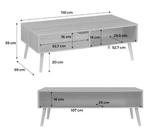Mesa de centro de madera beige y marrón