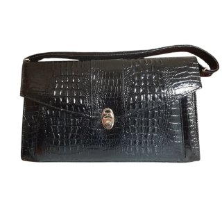 Bolso Vintage Piel Cocodrilo Negro 50s 60s
