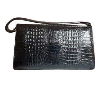 Bolso Vintage Piel Cocodrilo Negro 50s 60s