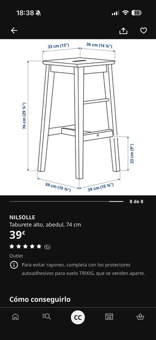 Taburete alto de IKEA nilsolle