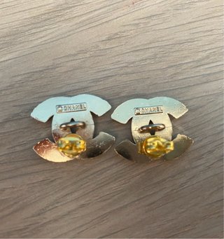 Pendientes Chanel CC Strass Rosa Dorados