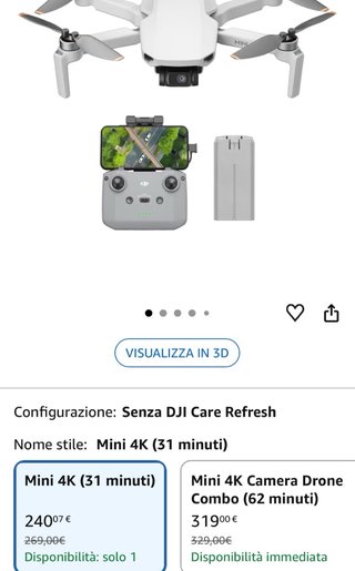 Drone DJI Mini 4K Ultraleggero 249g