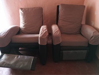 2 Sillones Reclinables Beige/Negro