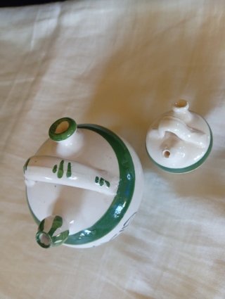 Botijo de cerámica pequeño Andalucía verde y blanc