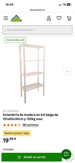 Estantería de madera 151x65x30cm