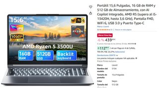 Portátil 15.6 AMD Ryzen 5 3500U 16GB RAM 512GB SSD