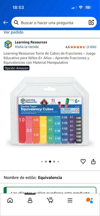 Juego de cubos para aprender fracciones