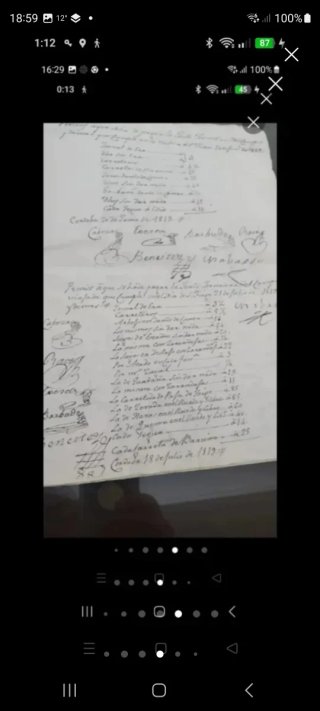 Antiguos documentos históricos año 1800