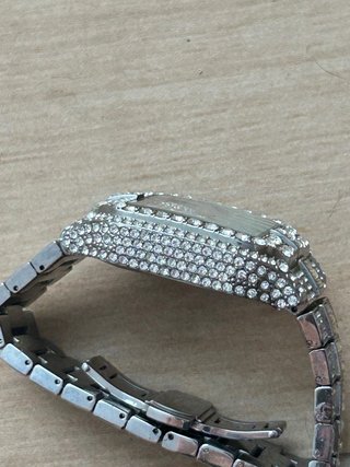 Reloj Cartier Santos con pedrería plateada