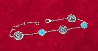 Pulsera Plata 925 Ley Ojo Turco