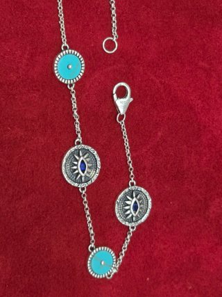 Pulsera Plata 925 Ley Ojo Turco