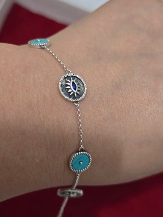 Pulsera Plata 925 Ley Ojo Turco