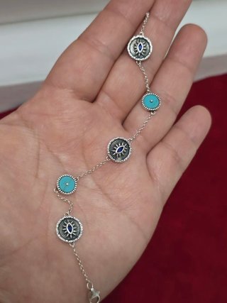 Pulsera Plata 925 Ley Ojo Turco