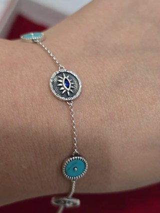 Pulsera Plata 925 Ley Ojo Turco