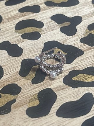 Aros Plata Ley Bolas Perla Centro