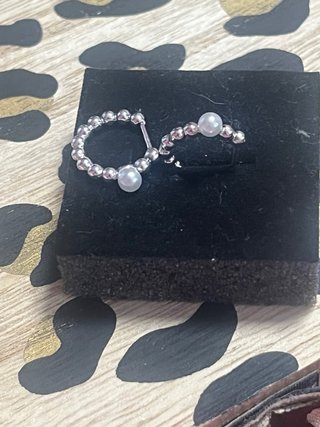 Aros Plata Ley Bolas Perla Centro