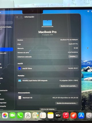 MacBook Pro M1 Pro 16GB/512GB Plata