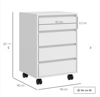 Cajonera de escritorio blanca