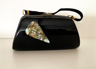 Bolso Clutch Negro Laqueado Nácar