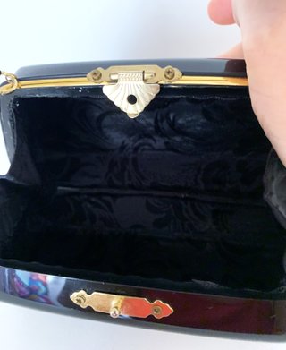Bolso Clutch Negro Laqueado Nácar