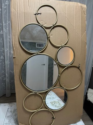 Espejo Decorativo Pared Metal Dorado
