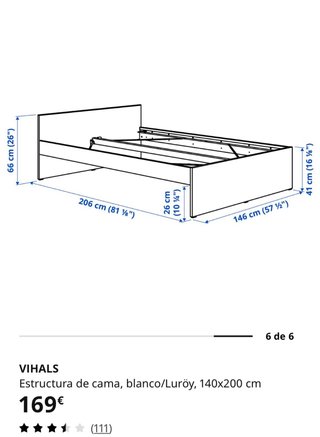 Estructura Cama Gris 140x200cm