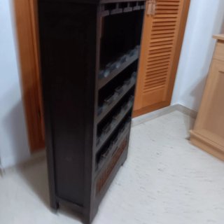 Mueble Botellero Madera y Mimbre