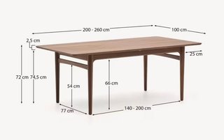 Mesa extensible Elan chapa y madera maciza de nogal 200 (260) x 100 cm FSC Mix Credit