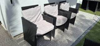Mesa y 6 Sillas Jardín Ratán Negro