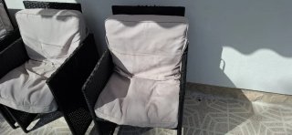 Mesa y 6 Sillas Jardín Ratán Negro