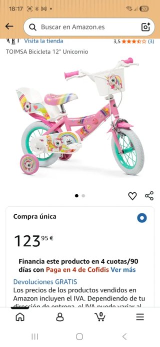 Bicicleta infantil rosa con cesta