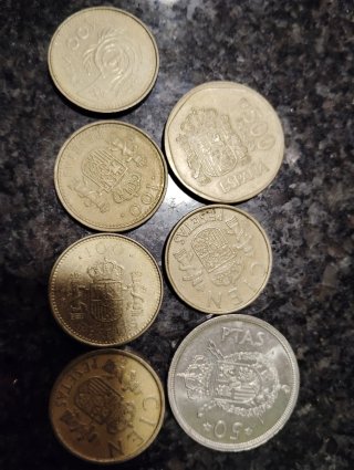 Lote 7 monedas antiguas españolas