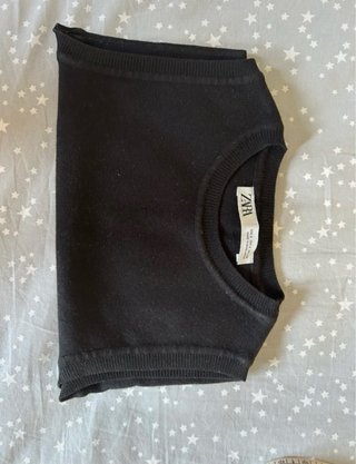 Top Zara Negro sin Mangas Talla S