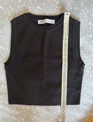 Top Zara Negro sin Mangas Talla S